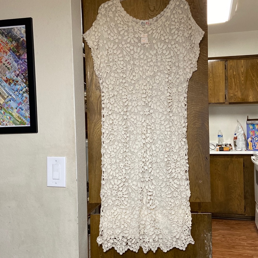 Lim’s dress -hand crocheted. NWT. Off white color. Sleeveless. One of a kind.